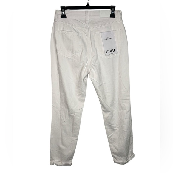 Pistola Presley Distressed High Rise Relaxed Roller Jean White 27 NWT - Picture 6 of 12